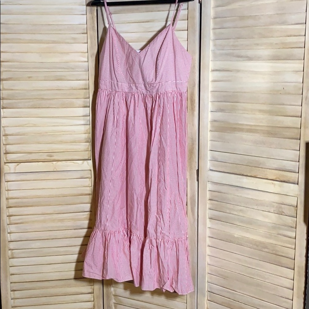 J crew red & white striped dress